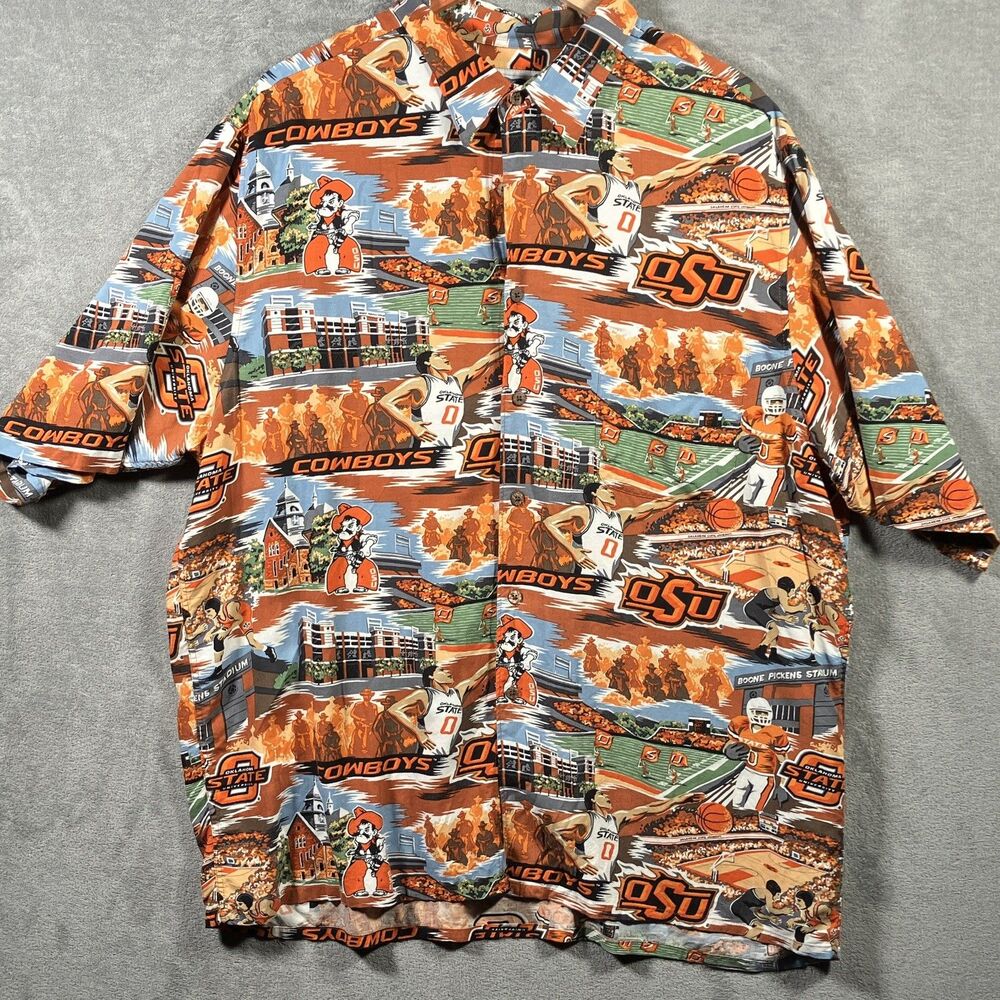 Reyn Sports Oklahoma State Cowboys All-Over Print Rayon Shirt Orange XXL